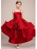 Red Satin Layered Vintage Flower Girl Dress Red Satin Layered Vintage Flower Girl Dress
